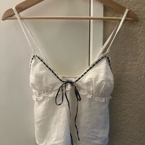 Princess Polly White cami with black ribbon